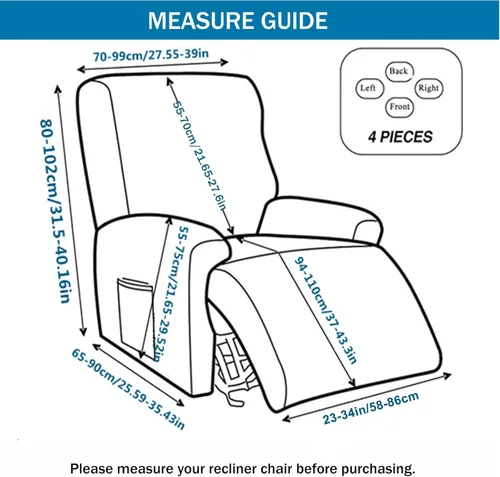 Miniatura 6 de KRFOONN Fundas elásticas para sillón reclinable con estampado, fundas para sillas reclinables de 4 piezas, fundas para sillón reclinable Lazy Boy
