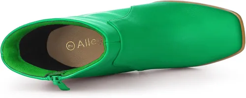 Miniatura 4 de Allegra K Botines de tacón con cremallera lateral y punta cuadrada para mujer
