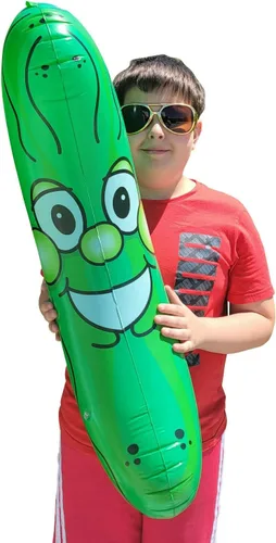 Miniatura 7 de Cabeza de pepinillo sonriente inflable gigante gigante de 36 pulgadas (3 pies). Vinilo inflable de cara inflable para playa, piscina, fideos, broma