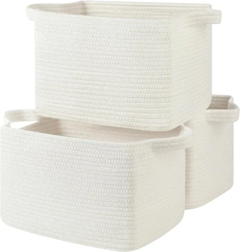 Miniatura 8 de OIASKET Cesta de almacenamiento para organizar, cestas tejidas para almacenamiento, cestas decorativas rectangulares para shleves, armario