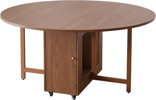 Miniatura 10 de COMUHOME Mesa de comedor plegable redonda de 47.3 pulgadas para 4-8, mesa de comedor plegable de madera para cocina, mesa de comedor grande con Mesa