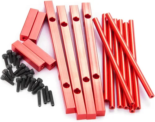 Miniatura 7 de RCHUBAM Ruedas de aleación de aluminio Estante de almacenamiento de neumáticos para 1/18 TRX4M Defender 1/24 Axial SCX24 RC Car (rojo)