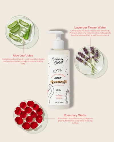 Miniatura 5 de Cristina's Curls Champú para niños: limpieza suave del cuero cabelludo que aumenta la acumulación sin sequedad