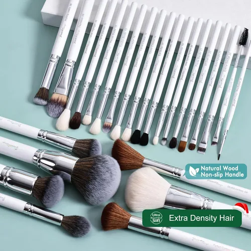 Miniatura 3 de Conjunto de brochas profesionales para maquillaje de 26 piezas, brochas de maquillaje de pelo de cabra natural real etiquetadas, conjunto de brochas