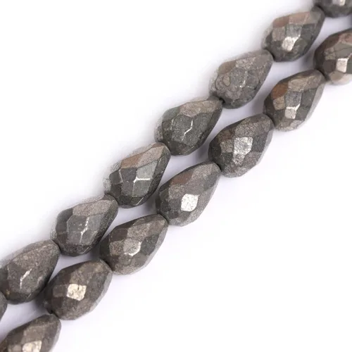 Miniatura 12 de Cuentas de pirita para hacer joyas, piedras preciosas naturales semipreciosas de 0.394 x 0.551 in, 30 unidades con forma de Dianmond facetada de 15