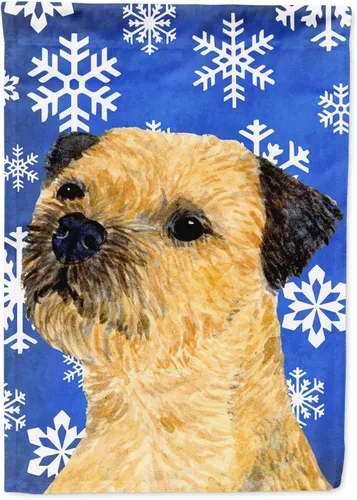 Miniatura 250 de Caroline's Treasures SC9374GF Bulldog English Snow flakes Holiday Garden Flag Buzón Bandera decorativa para patio exterior, patio, obras de arte