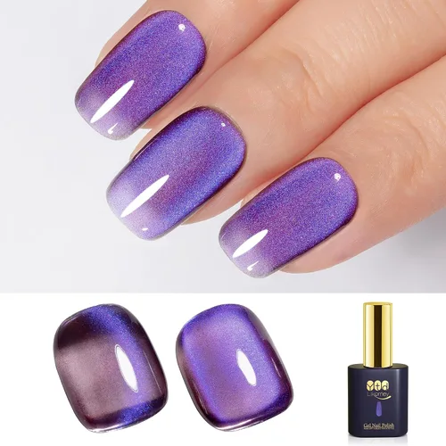 Miniatura 25 de YTD Likomey Juego de esmaltes de uñas de gel Cat Eye, 8 colores de verano con purpurina magnética de cristal con barra magnética, plateado, verde