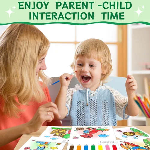 Miniatura 8 de Libros para colorear con agua para niños pequeños, papeles de pintura de acuarela sin desorden con tema de animales para niños, kit de pintura