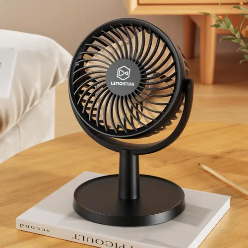 Shinebella Ventilador de escritorio pequeño de 4 velocidades con fuerte flujo de aire, mini ventilador USB portátil personal, silencioso, rotación