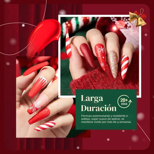 Miniatura 4 de Beetles - Juego de esmaltes de uñas de gel de bastón de caramelo, 6 piezas con brillantina, color rojo burdeos, kit de gel brillante blanco nieve