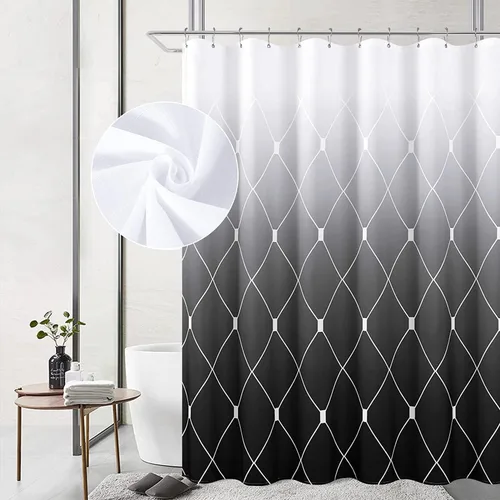 Miniatura 40 de Cortina de ducha para compartimento pequeño negra para hombres, 36 pulgadas de ancho, juego de cortinas de baño gris, cortinas geométricas estrechas