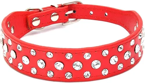 Miniatura 13 de Collar para perro con cristales de imitación, cuero sintético con brillantes, collar de cristales de diamante para mascotas, perro, gato, cachorro