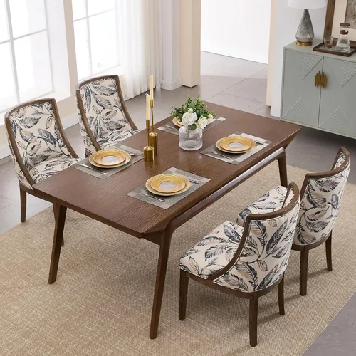 Miniatura 3 de LZAREAL Juego de 2 sillas de comedor de granja tapizadas con respaldo alto curvado para cocina, restaurante, cafetería, hogar, patas de madera