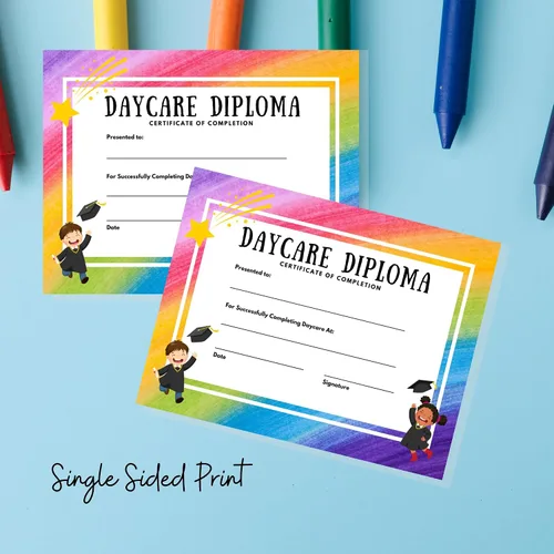 Miniatura 4 de Daycare Graduation Diploma 50 pk 8.5 x 11” Certificate of Achievement Award Preschool Pre K for Teachers to hand out at Ceremony Productos