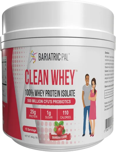 Miniatura 2 de BariatricPal Proteína de suero limpio (0.88 oz) con probióticos (15 porciones) (chocolate)