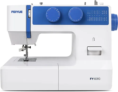FEIYUE Máquina de coser FYe310 con pedal de pie, tamaño completo, resistente y portátil, 6 bobinas y 5 pies de costura incluidos