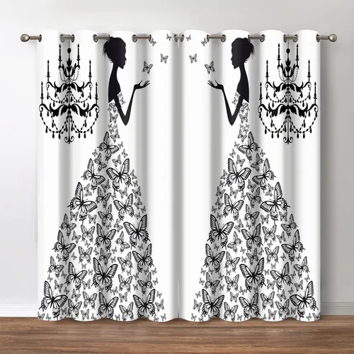 Miniatura 18 de Jekeno - Cortinas opacas retro de música con tema de notas musicales impresas, cortinas decorativas para amantes de la música, dormitorio, sala