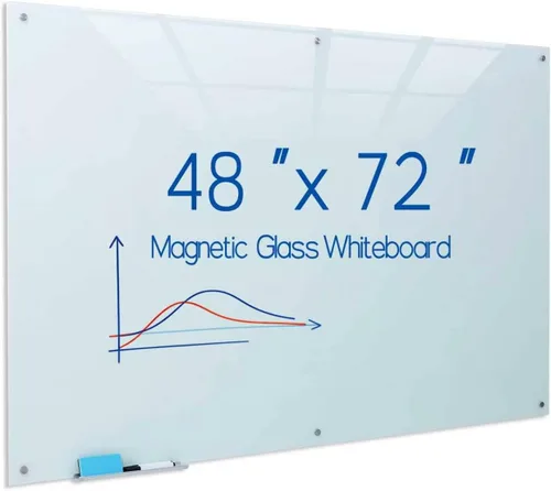 Miniatura 10 de Pizarra Magnética de Vidrio de 48"X36" Premium Tableros de Borrado en Seco de Vidrio Templado Montados en la Pared Sin Marco Pizarra Blanca Tableros