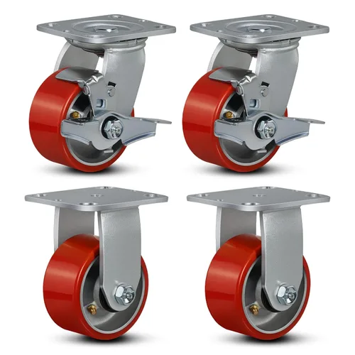 Miniatura 60 de Ruedas industriales de 4 x 2 pulgadas, ruedas resistentes, ruedas de poliuretano, capacidad de hasta 3200 libras. Uso para camión de plataforma