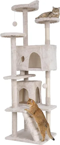 Miniatura 15 de Árbol para gatos de 54 pulgadas, torre de escalada para gatos con poste rascador, casa para gatos con percha, árbol para gatitos, condominio