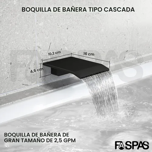 Miniatura 5 de Sistema de ducha con caño de bañera, juego de grifo de ducha con cabezal de ducha de lluvia de 12 pulgadas, ducha de mano y caño de bañera, cabezal