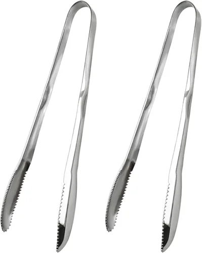Miniatura 6 de Paquete de 2 pinzas de acero inoxidable doradas de 9 pulgadas, antideslizantes y de fácil agarre, clip de bloqueo inteligente, práctico utensilio