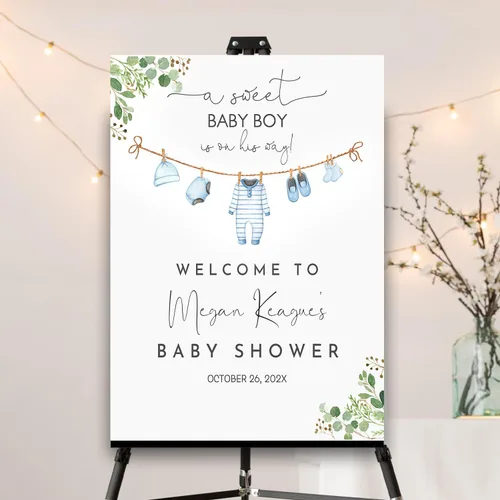 Miniatura 18 de Letrero de bienvenida personalizado para baby shower, letrero de bienvenida personalizado para bebé, letrero de bienvenida de globo azul, decoración