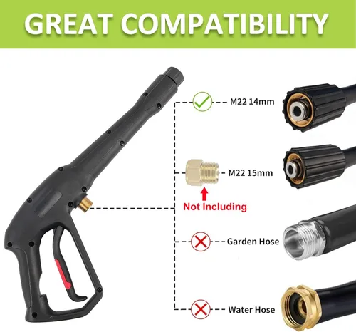 Miniatura 2 de Bear Force Mango de gatillo de pistola rociadora a presión, pistola de agua de alta presión máx. 3300 psi, compatible con algunas de las lavadoras