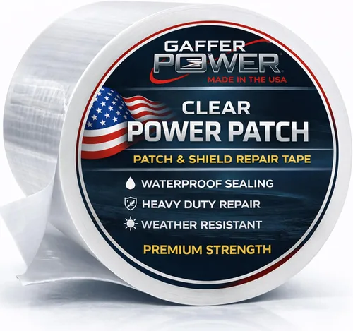 Gaffer Power Fabricado en EE. UU. – Cinta de reparación impermeable de butilo transparente | Sello de fugas de fuerza industrial para techos,