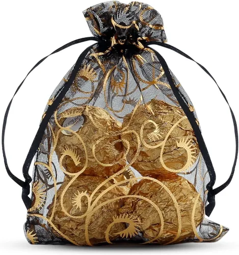 Miniatura 8 de Wudygirl 100 bolsas de organza de 3.9 x 4.7 pulgadas, bolsas de regalo transparentes con cordón, para bodas, fiestas, joyas, perfumes, sobres