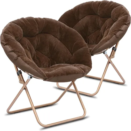 Miniatura 79 de Cómoda silla con platillo, silla de sala de estar, silla plegable acolchada suave de piel sintética, cómoda silla cuadrada de luna para sala