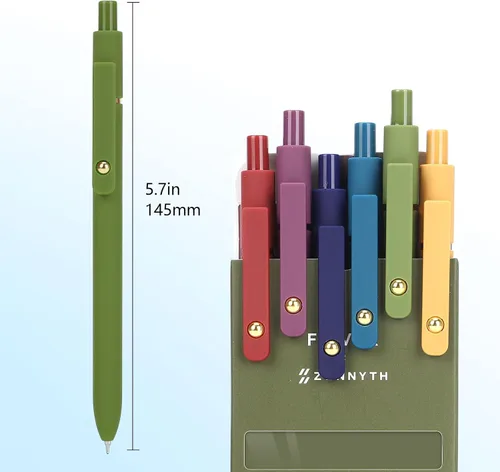 Miniatura 6 de FIOVER 12 unidades de bolígrafos de gel, bolígrafo de escritura suave de punta media de 0.7 mm, tinta de gel negra para diario, suministros