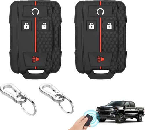 Miniatura 18 de 2 Pcs Silicone 4-Button Smart Key Fob Cover Compatible with 2014-2019 Chevrolet Colorado Silverado Suburban Tahoe and GMC Canyon Sierra Yukon, Car