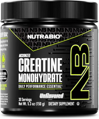NutraBio Suplemento en polvo de monohidrato de creatina micronizada pura, sin sabor, (150 g) – Apoya la energía muscular masiva, la recuperación y