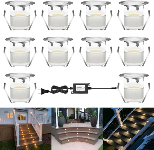 Miniatura 10 de Luces LED para terraza al aire libre con fotocélula blanca cálida Φ1.18 pulgadas, bajo voltaje, 12 V CC, IP67, impermeable, eléctrica, con cable