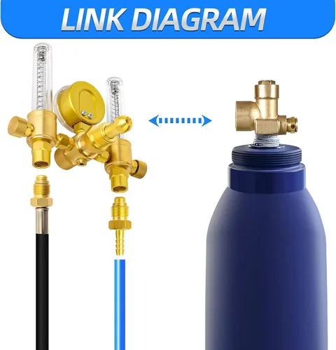 Miniatura 6 de MEANLIN MEASURE Medidor de flujo regulador de argón con manguera de 6.5 pies, conexión de entrada CGA580, conexión de salida de 5/8 pulgadas x 18RH