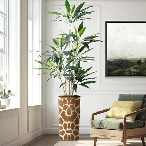 Miniatura 9 de Árbol artificial en maceta contemporánea, palmera tropical areca artificial de seda para decoración del hogar en interiores y exteriores, altura