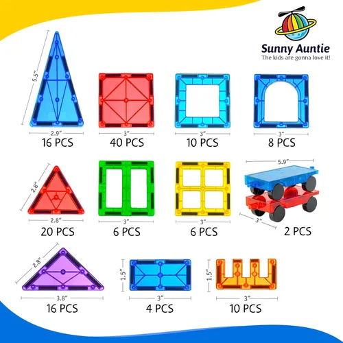 Miniatura 6 de Fichas Magnéticas 138 PIEZAS (CONJUNTO XL), Fichas Magnéticas para Niños, Juguete para Niños y Niñas de 3 4 5 6 7 8 Años, Conjunto de Construcción