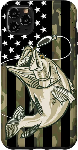 Miniatura 13 de Funda de camuflaje para iPhone 16, diseño de bandera estadounidense, pescador, pescador, camuflaje