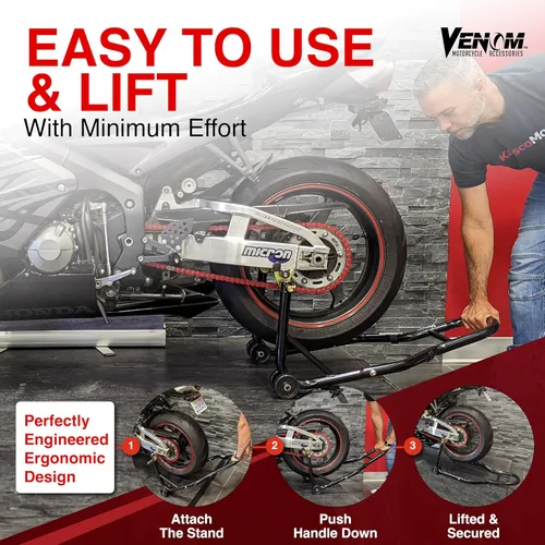 Miniatura 4 de Soporte ruedas delanteras & traseras combo Venom, motocicleta deportiva, soporte horquilla y brazo de horquilla. El soporte sirve para Yamaha Honda
