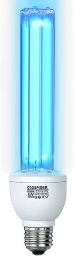 Bombilla UVC de 25 vatios sin ozono, luz UV para dormitorio/baño/armario/cocina, longitud de onda de 253.7nm cubre hasta 400 pies cuadrados, E26
