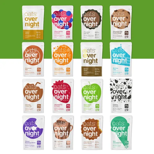 Miniatura 6 de Oats Overnight Paquete de variedad definitivo - Batido proteico para el desayuno alto en proteínas, 5g de fibra - Harina de avena sin gluten, avena