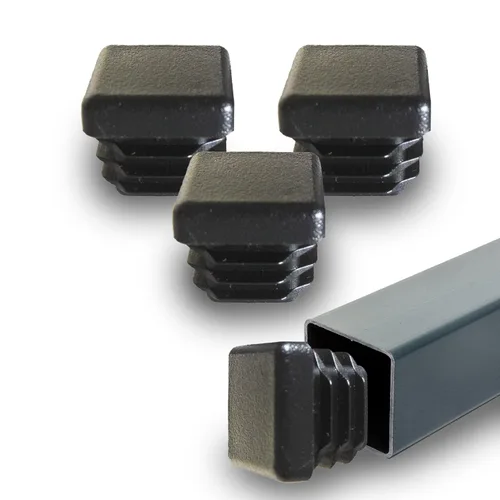 Miniatura 12 de Prescott Plastics Tapones de agujero de plástico acanalado de perímetro exterior de 1/2 pulgada (0.500 in), tapas cuadradas de tubo de metal negro