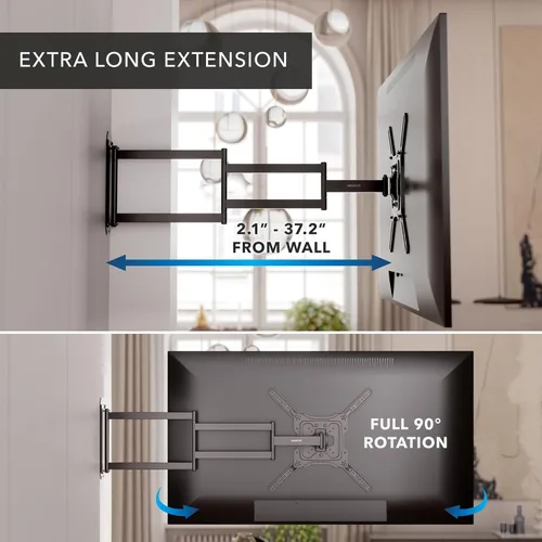 Miniatura 4 de Mount-It! Soporte de pared para TV de brazo largo, extensión extra larga de movimiento completo de 37.2 pulgadas, soporte de montaje de TV