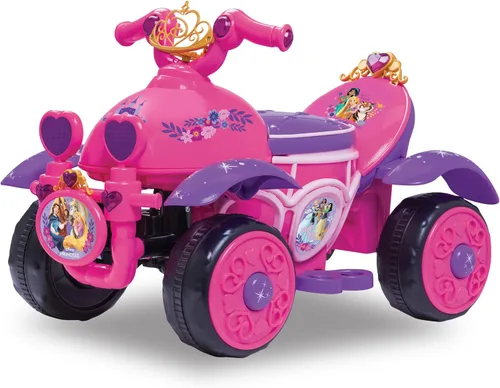 Kid Trax - Cuatriciclo eléctrico de juguete para montar con diseño de Princesas de Disney para niñas pequeñas de 1 año y medio a 3 años y con peso