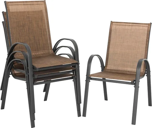 NUU GARDEN Juego de 4 sillas de comedor para patio, sillas apilables para exteriores con respaldo alto, asientos de textileno para todo tipo de