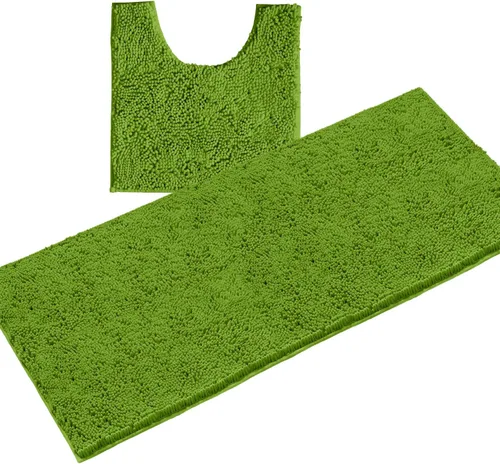 Miniatura 41 de LuxUrux Juego de 2 tapetes de baño de felpa extrasuave, material de microfibra de felpilla de 1 pulgada, color verde súper absorbente