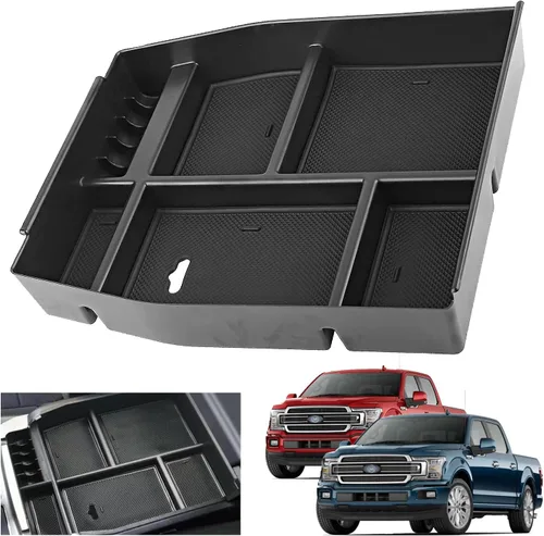 Bandeja de consola F150 2018, bandeja organizadora de consola central para Ford F-150 Raptor 2015-2020, reposabrazos medio, caja de almacenamiento