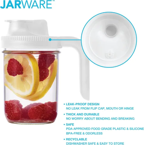 Miniatura 4 de Jarware 82686 - Juego de 2 tapas de boca ancha con boquilla para tarro de masón, color negro
