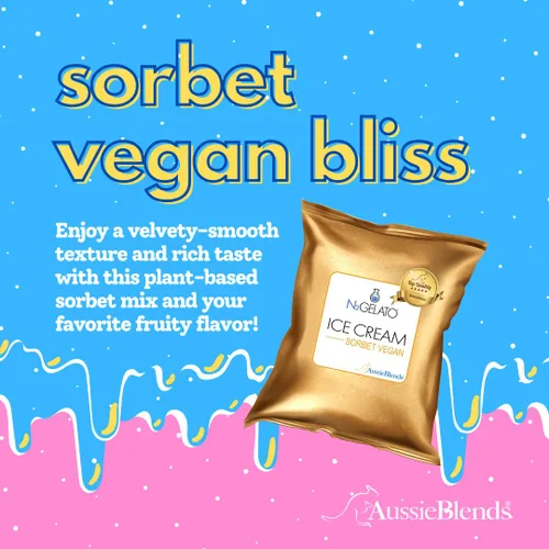 AussieBlends Mezcla de sorbete, mezcla suave vegana sin lácteos para sorbete | Soft Serve, helado enrollado, gelato, nitrógeno líquido y base